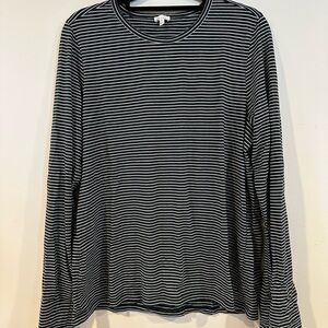 Classic Black and White Striped Long Sleeve Top